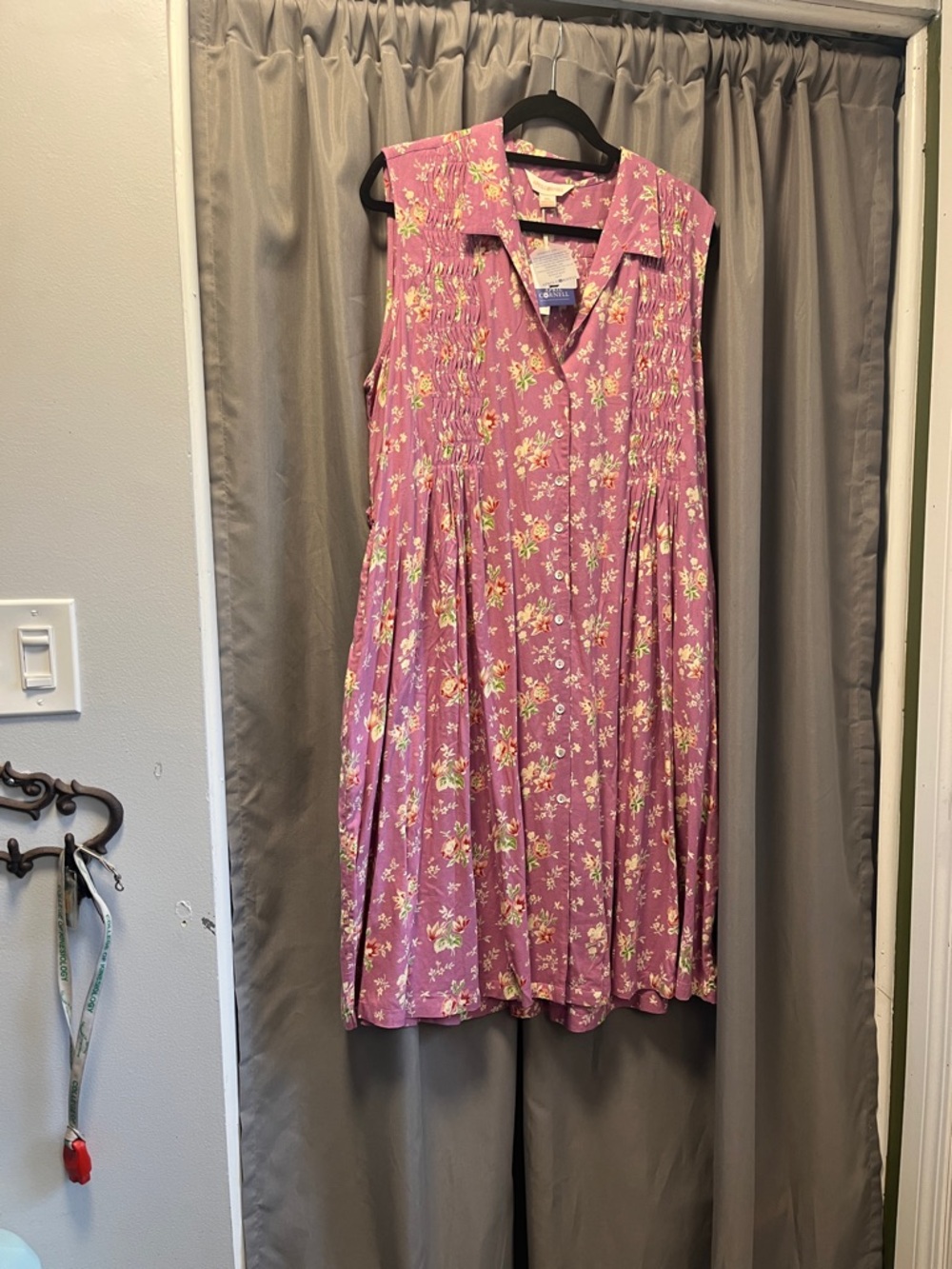 April Cornell Lavender Floral Button-Front Dress (rosalie pleated porch dress)